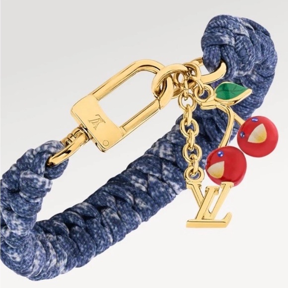 LOUIS VUITTON 🍒 LV x TM Takashi Murakami Tressage Bracelet/Denim Blue / 19 NIB - Picture 3 of 6